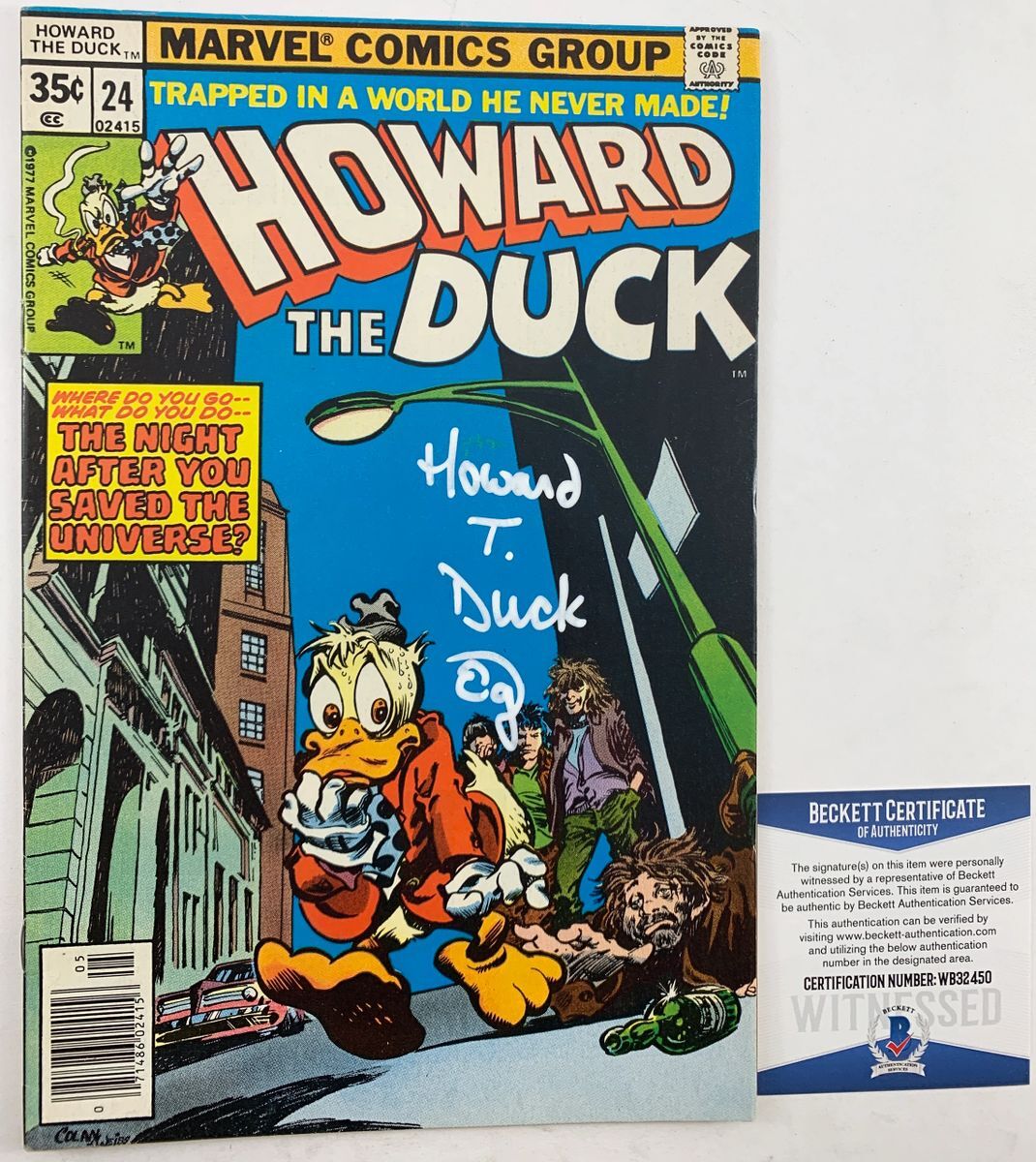 Ed Gale Signed Howard The Duck Comic Book #24 (1977) Autograph Beckett BAS COA