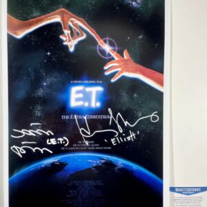 Henry Thomas & Matthew DeMeritt Dual Signed E.T. 11x17 Poster B Autograph BAS CO