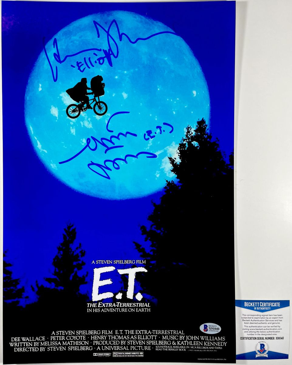 Henry Thomas & Matthew DeMeritt Signed E.T. 11x17 Poster F Autograph BAS COA