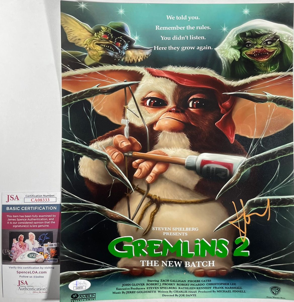 Howie Mandel Signed Gremlins 2 New Batch 11x14 Movie Poster Autograph JSA COA