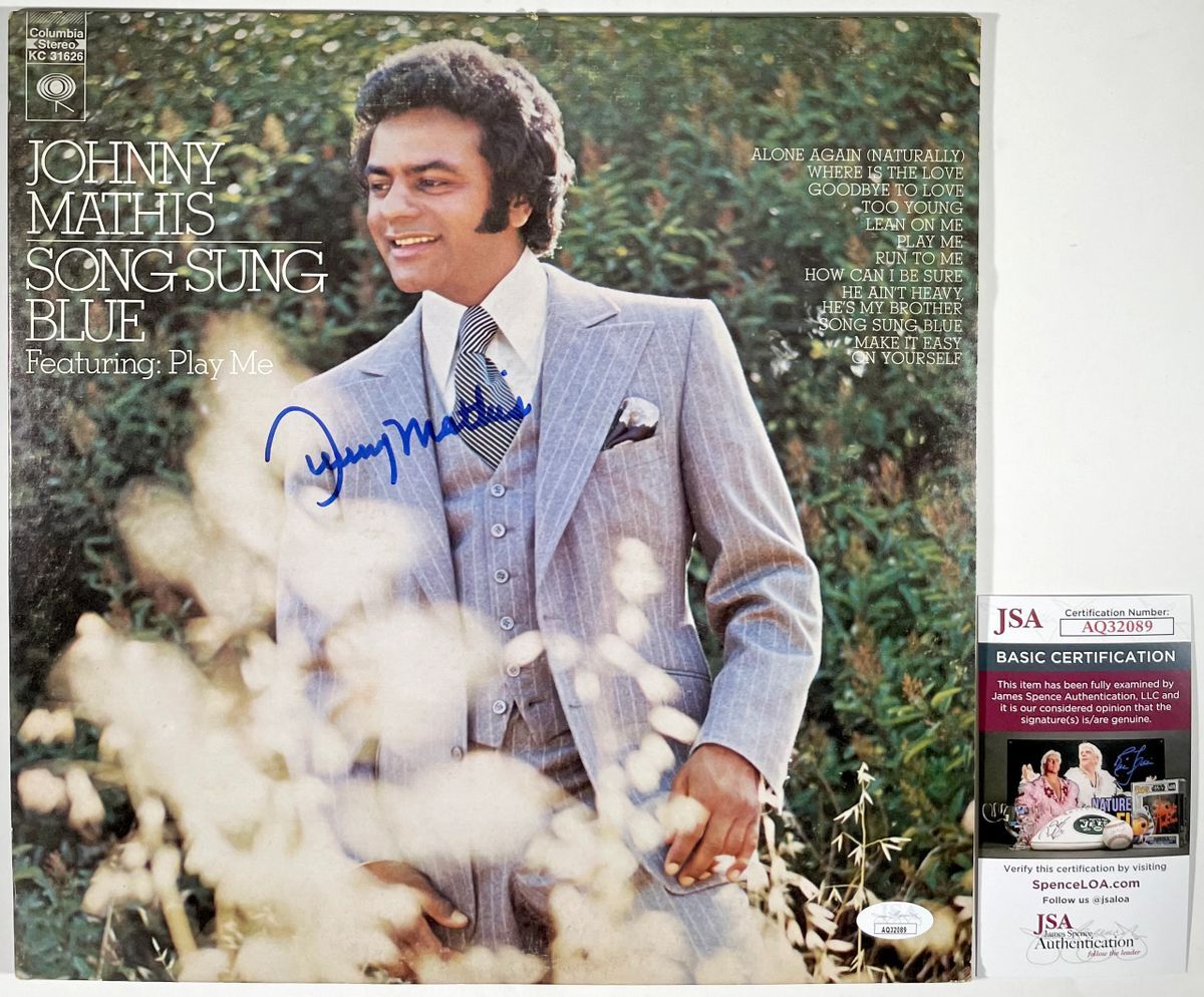 Johnny Mathis Signed Song Sung Blue For You Vinyl Record Autograph JSA COA