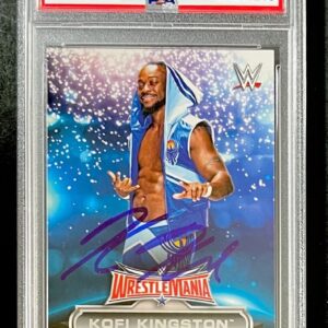 Kofi Kingston Signed 2016 Topps WWE WrestleMania Trading Card 22 PSA DNA Slabbed