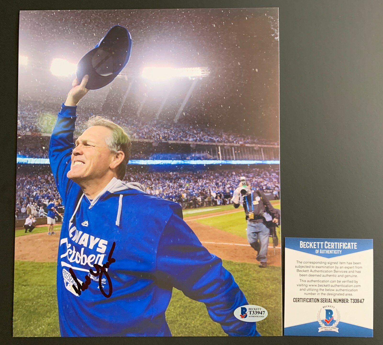 MLB Ned Yost Signed Kansas City Royals 8x10 Photo Autograph Beckett BAS COA