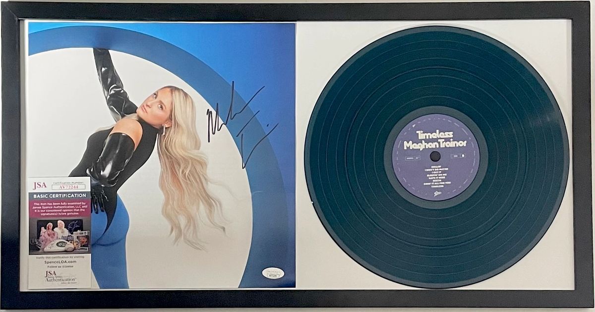 Meghan Trainor Signed & Framed Timeless Vinyl Record Matted Display JSA COA - Image 2