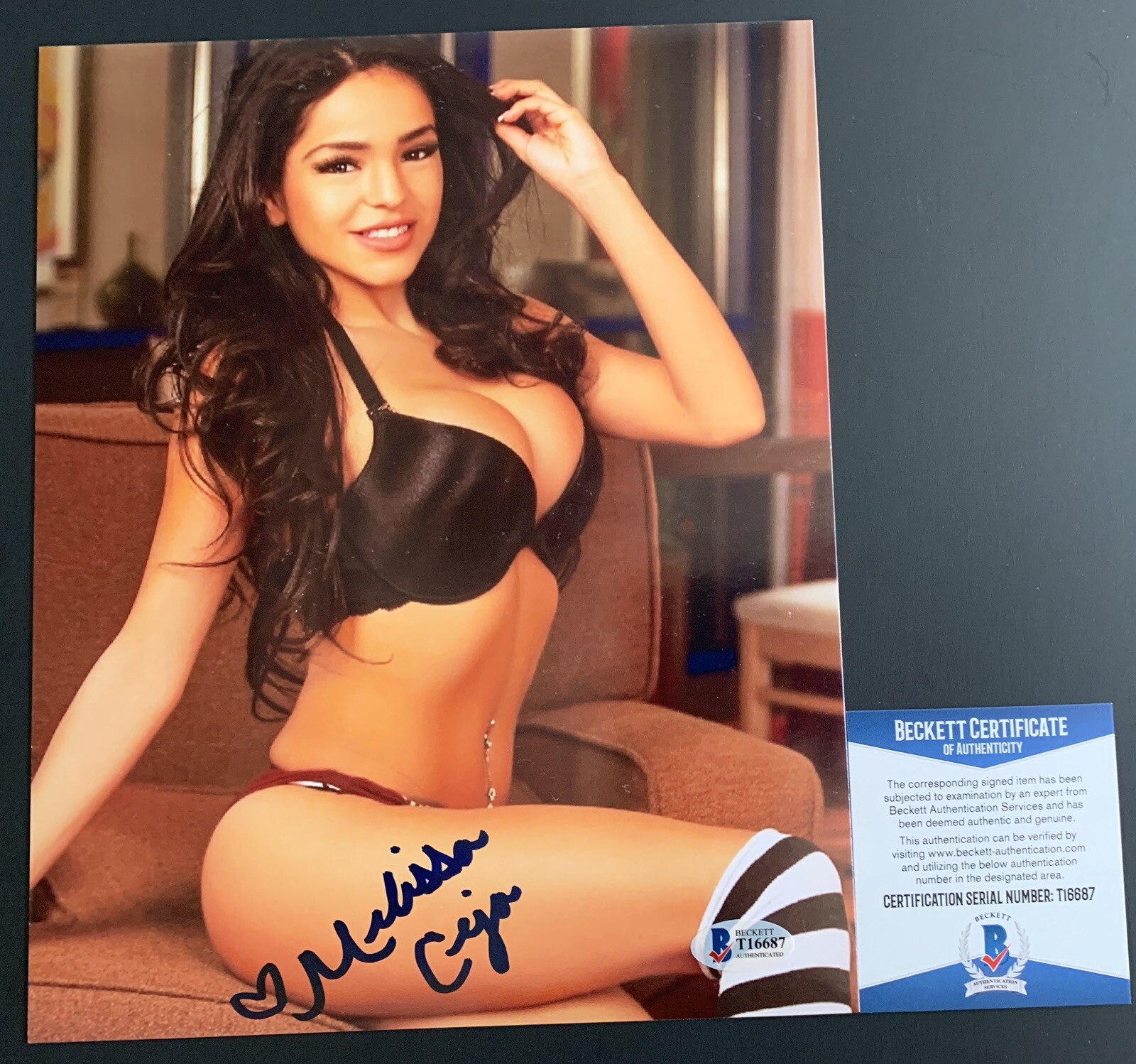Melissa Ceja Signed 8x10 Photo Autograph Hot Sexy Model Beckett BAS COA