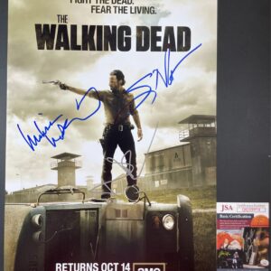 Norman Reedus & Melissa McBride +1 Signed The Walking Dead 11x17 Poster JSA COA