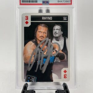 RHYNO Signed 3 Of Diamonds WWE Playing Card Autograph PSA DNA Slabbed