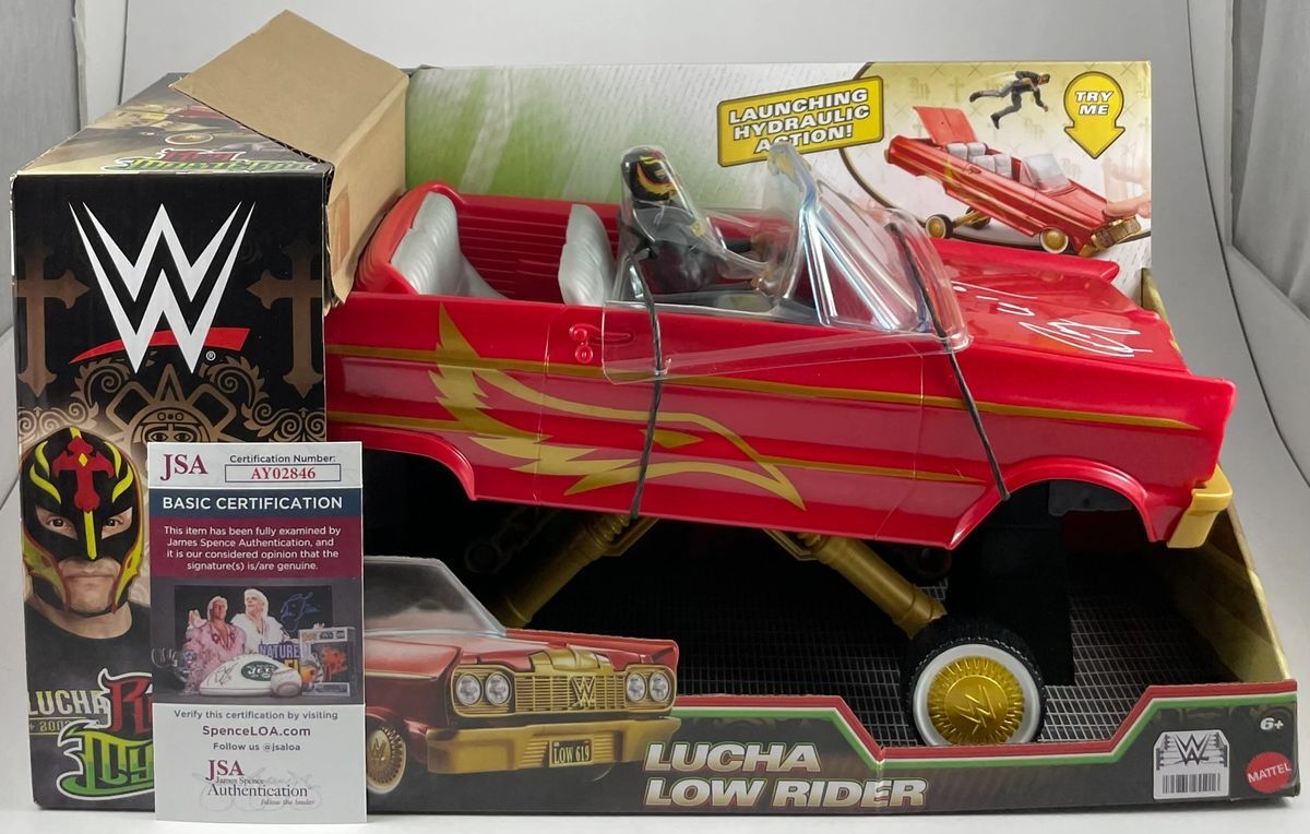Rey Mysterio Signed WWE Mattel Lucha Low Rider Figure Set B Autograph JSA COA - Image 3