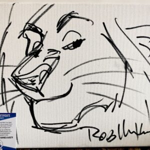 Rob Minkoff Signed Sketched Disney The Lion King Mufasa 11x14 Canvas Art BAS COA