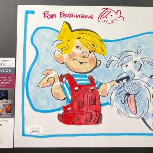 Ron Ferdinand Signed Dennis The Menace 8x10 Photo G Autograph Sketch JSA COA