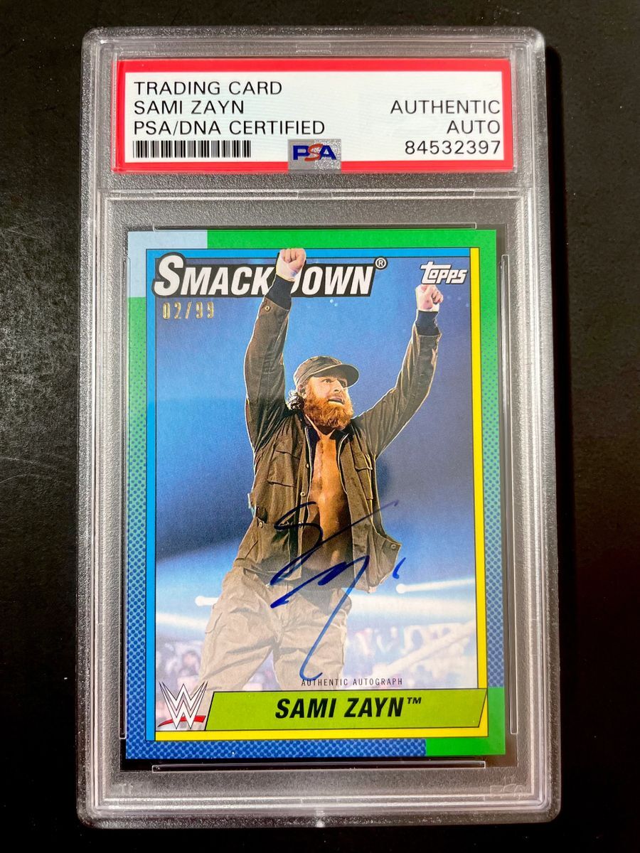 Sami Zayn Signed 2021 Topps Heritage WWE Autograph Card #/99 PSA DNA Slabbed