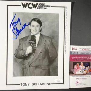 WCW Tony Schiavone Signed World Championship Wrestling 8x10 Photo JSA COA