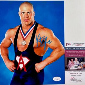 WWE Kurt Angle Signed 8x10 Photo E Autograph WrestleMania HOF TNA JSA COA