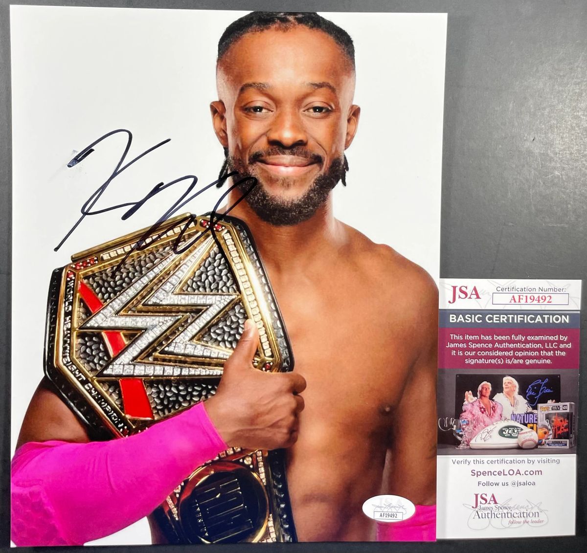 WWE NXT Kofi Kingston Signed Championship Belt 8x10 Photo D New Day JSA COA