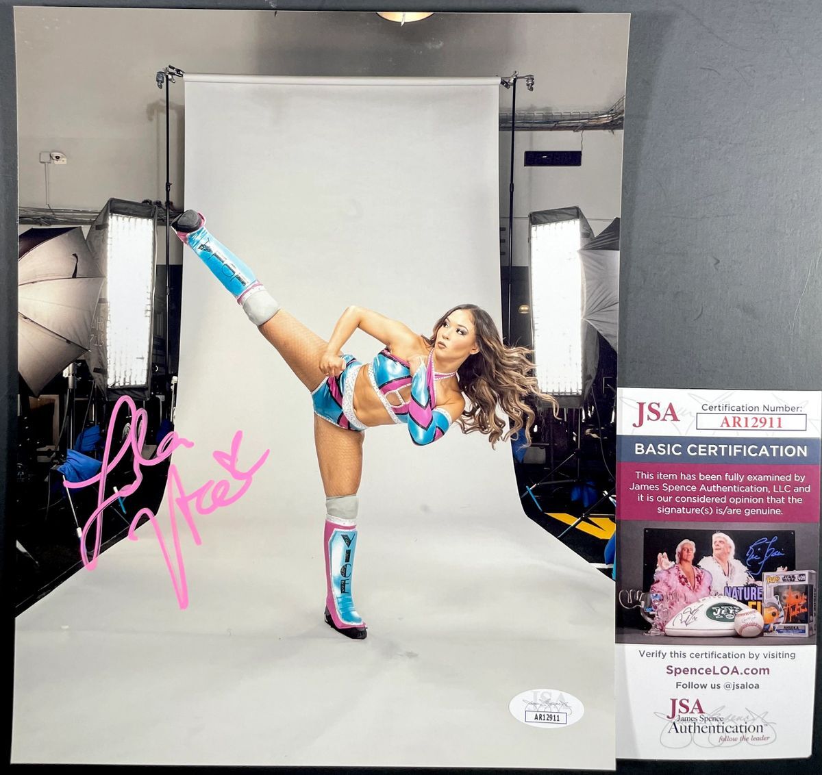 WWE NXT Lola Vice Signed 8x10 Photo P Valerie Loureda Autograph MMA JSA COA