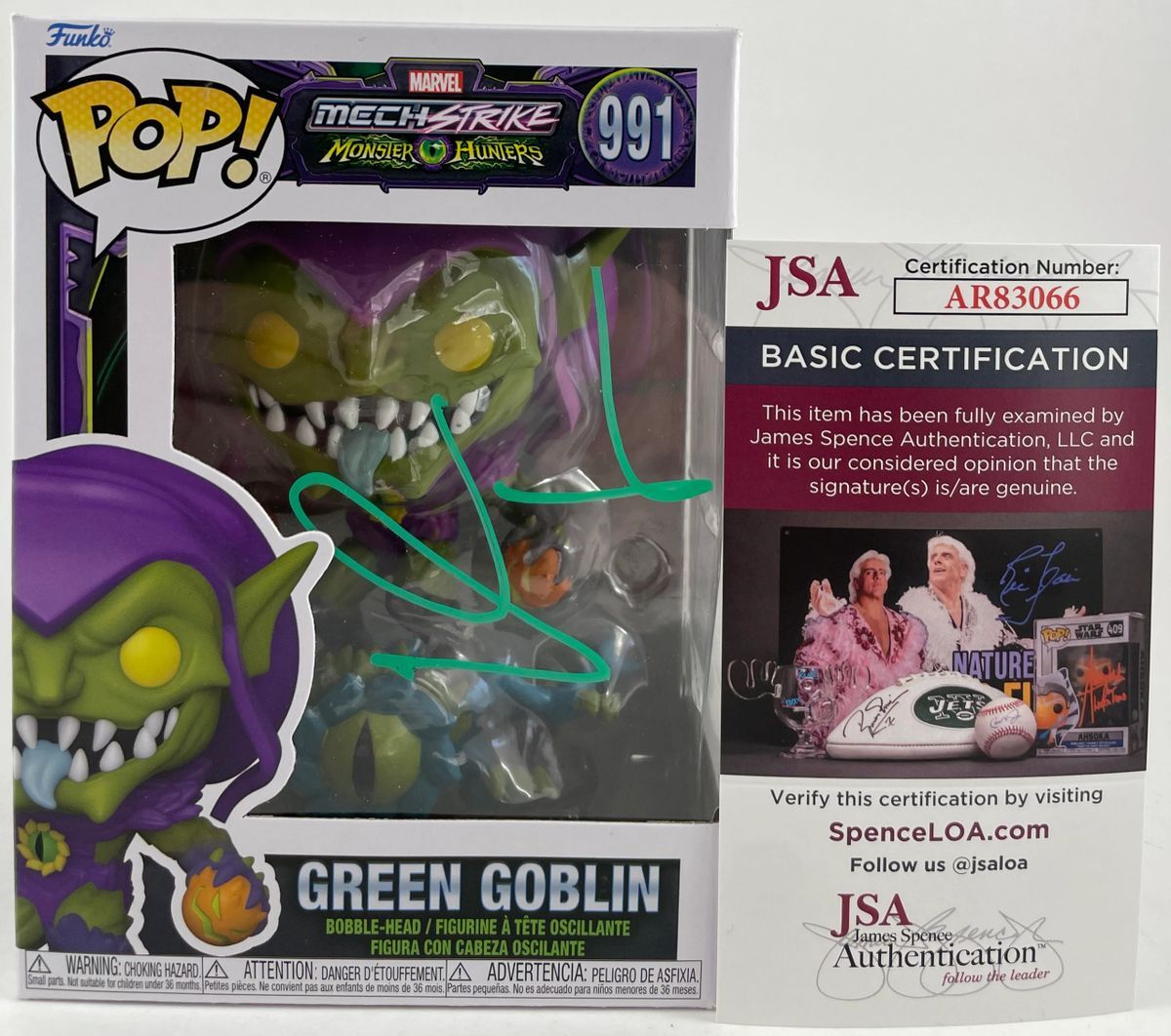 Willem Dafoe Signed Marvel Green Goblin Funko POP! Vinyl Autograph JSA COA