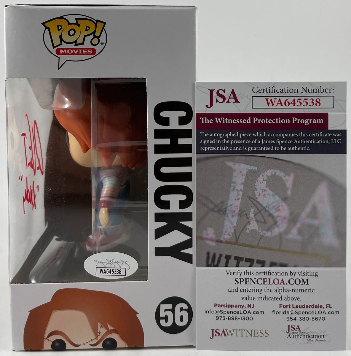 Alex Vincent Signed Child's Play 2 Chucky Funko POP #56 A Autograph JSA COA - Image 2