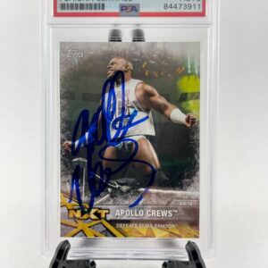 Apollo Crews Signed 2017 Topps WWE NXT Trading Card #31 PSA DNA Slabbed