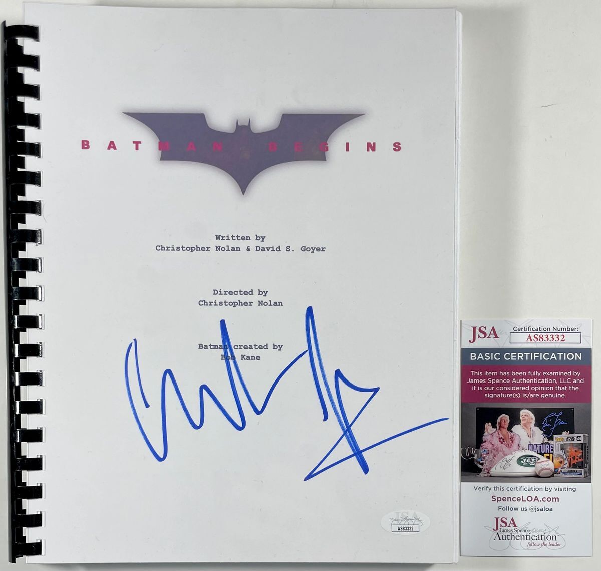 Christian Bale Signed Batman Begins Complete Movie Script Autograph JSA COA