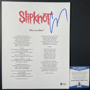 Corey Taylor Signed Slipknot Wait And Bleed Lyric Sheet Auto Stone Sour BAS COA