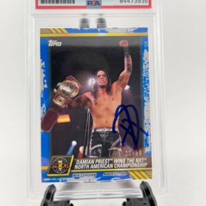 Damian Priest Signed 2021 Topps WWE NXT Trading Card #'d/50 Blue PSA DNA Slabbed