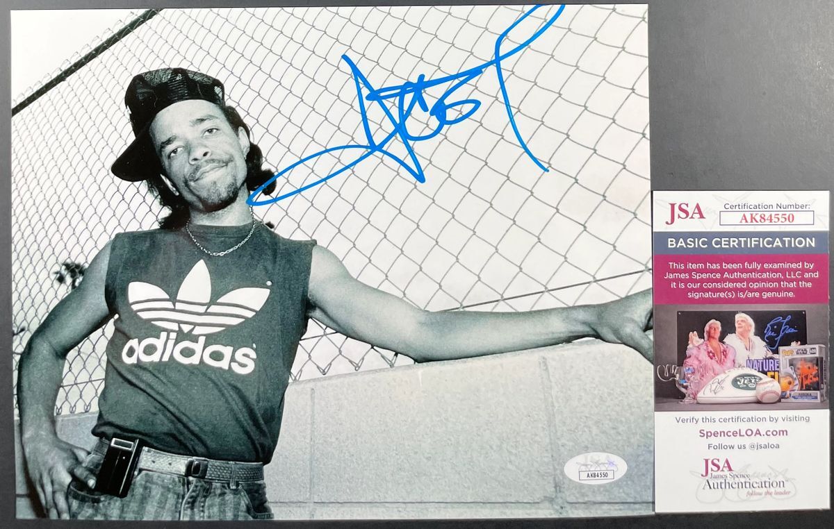 Ice-T West Coast Rapper Signed B&W 8x10 Photo B Hip Hop Autograph JSA COA