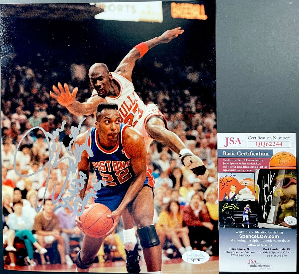 NBA John Salley Signed Detroit Pistons 8x10 Photo A Autograph Spider JSA COA