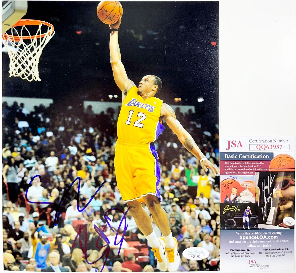 NBA Shannon Brown Signed Los Angeles Lakers 8x10 Photo A Autograph JSA COA