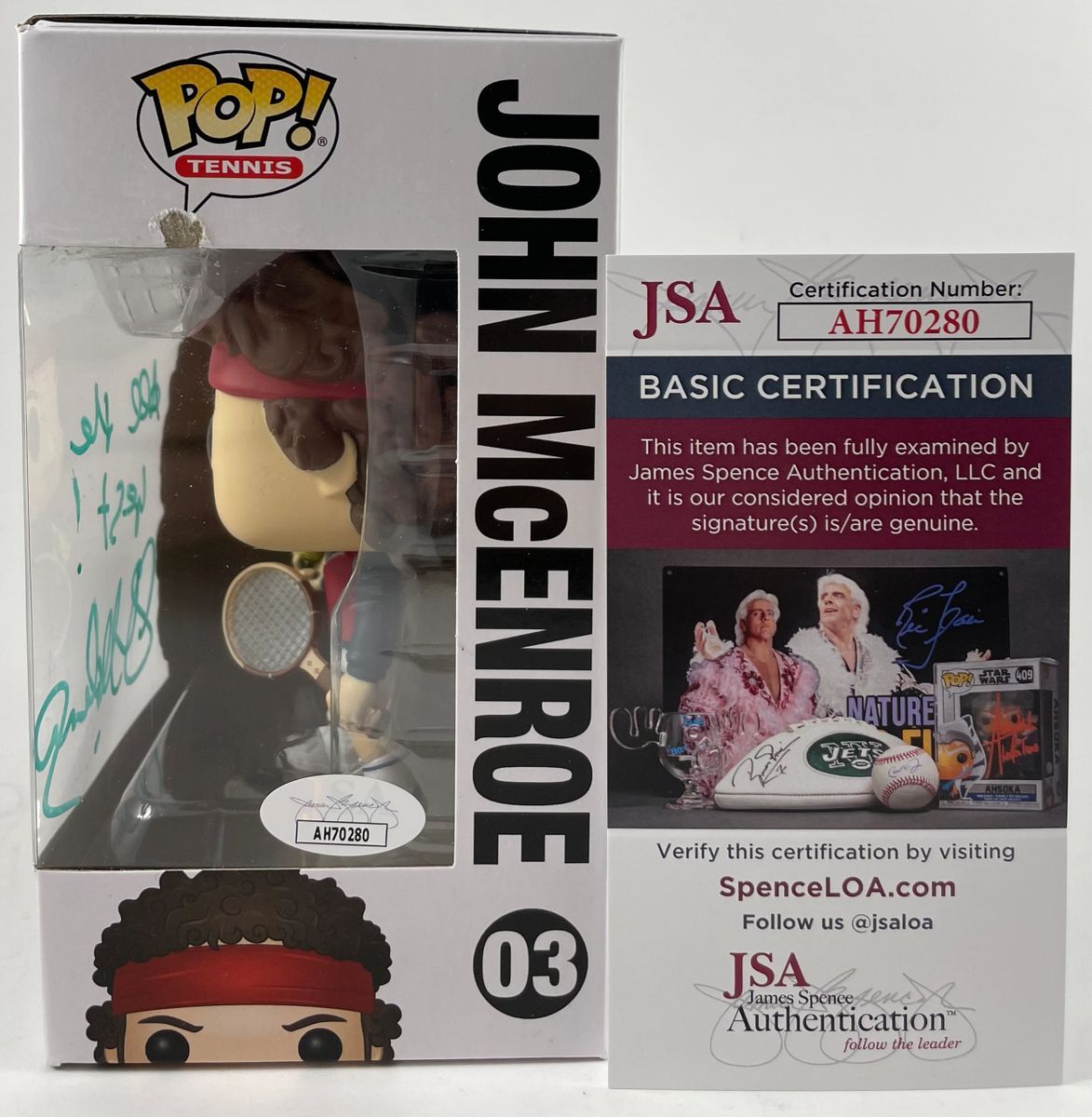 Tennis Legend John McEnroe Signed Funko POP! Vinyl #03 B Autograph JSA COA - Image 2
