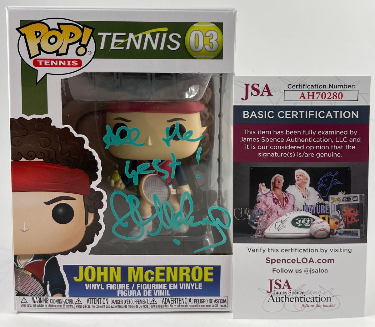 Tennis Legend John McEnroe Signed Funko POP! Vinyl #03 B Autograph JSA COA