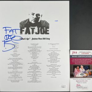 Terror Squad Fat Joe Signed "What's Luv" J.O.S.E. Lyric Sheet Autograph JSA COA