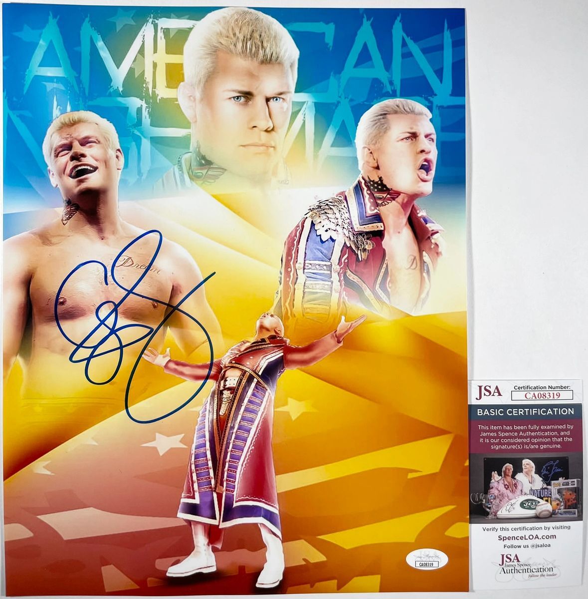 WWE American Nightmare Cody Rhodes Signed 11x14 Photo D Autograph JSA COA
