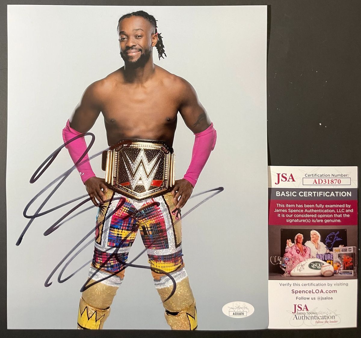 WWE NXT Kofi Kingston Signed Championship Belt 8x10 Photo B New Day JSA COA