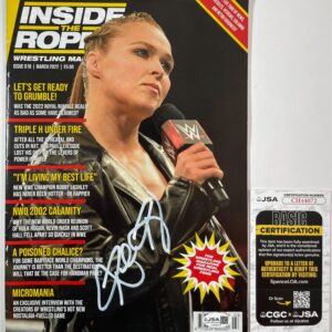 WWE Ronda Rousey Signed Inside The Ropes Wrestling Magazine Autograph JSA COA