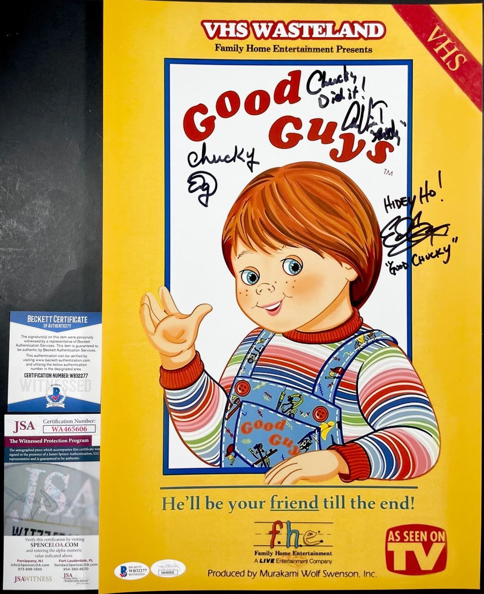 Alex Vincent, Ed Gale & Edan Gross Signed Good Guys Chucky 11x17 Poster BAS COA
