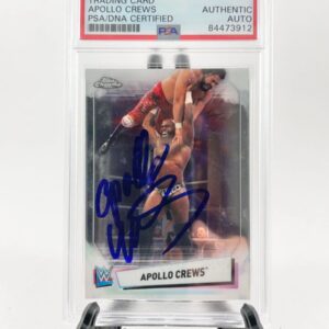Apollo Crews Signed 2021 WWE Topps Chrome Trading Card #48 PSA DNA Slabbed