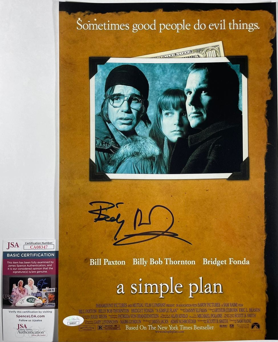 Billy Bob Thornton Signed A Simple Plan 11x17 Movie Poster Autograph JSA COA