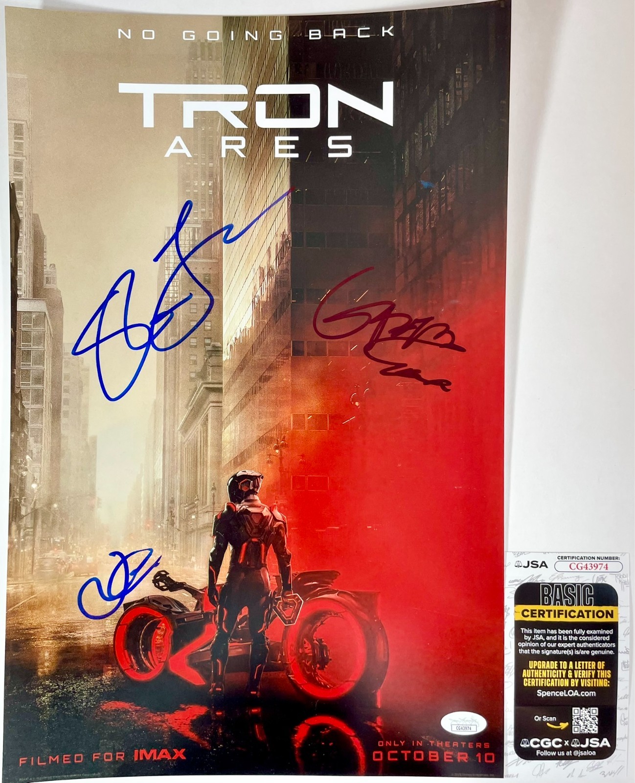 Greta Lee & Arturo Castro +1 Cast Signed Tron Ares 11x17 Movie Poster JSA COA