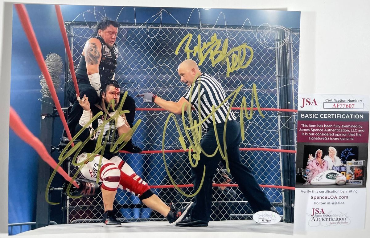 IMPACT Wrestling Sami Callihan & Eddie Edwards Triple Signed 8x10 Photo JSA COA