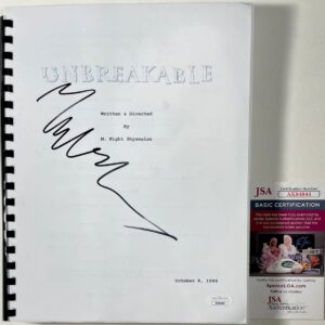 M. Night Shyamalan Signed Unbreakable Full Movie Script Autograph JSA COA