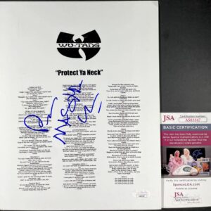 Masta Killa Signed Wu-Tang Clan Protect Ya Neck Lyric Sheet Autograph JSA COA