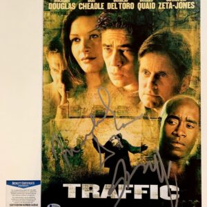 Michael Douglas & Dennis Quaid Dual Signed Traffic 12x18 Poster BAS COA