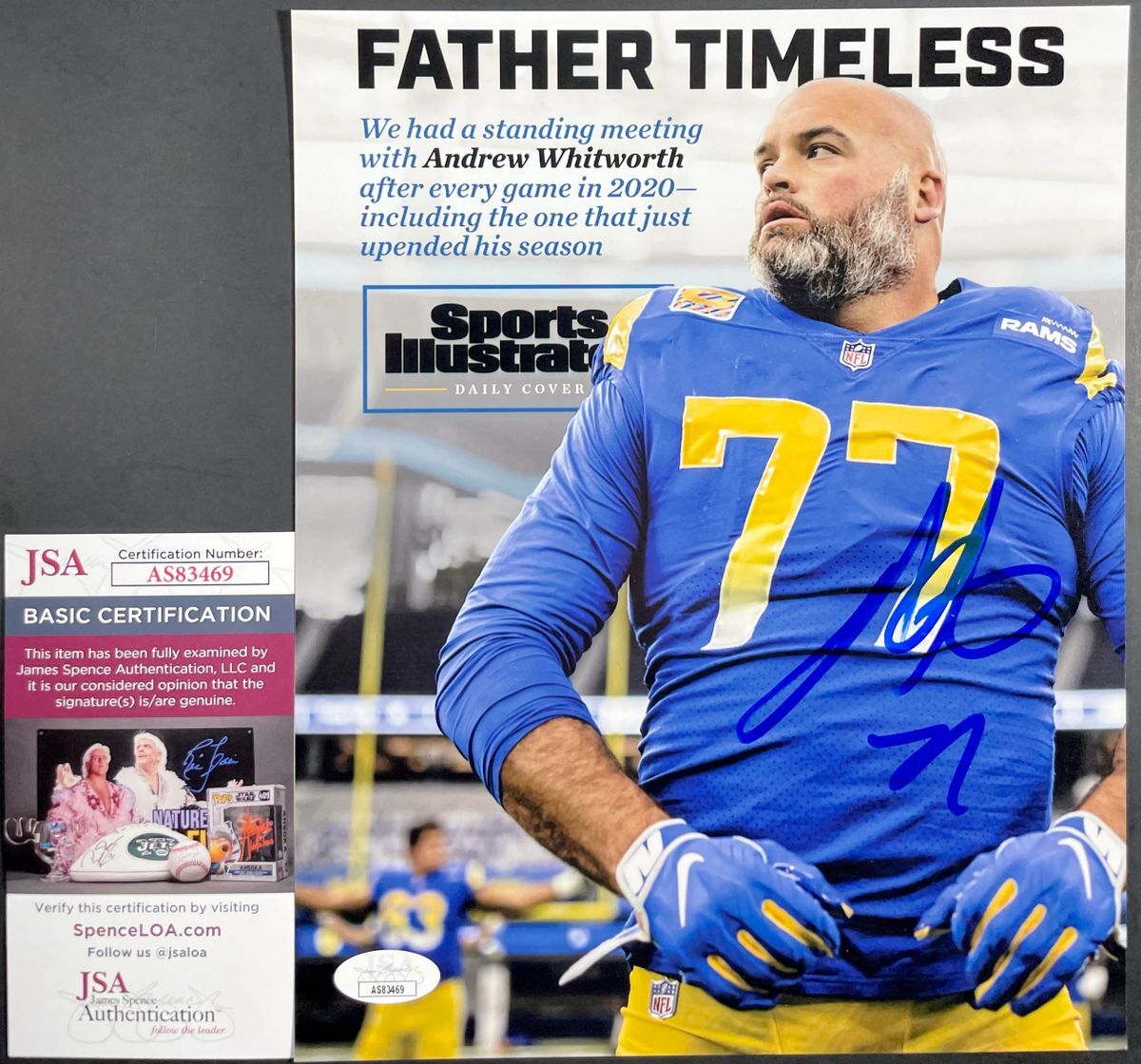 NFL Los Angeles Rams Andrew Whitworth Signed 8x10 Photo B Autograph JSA COA