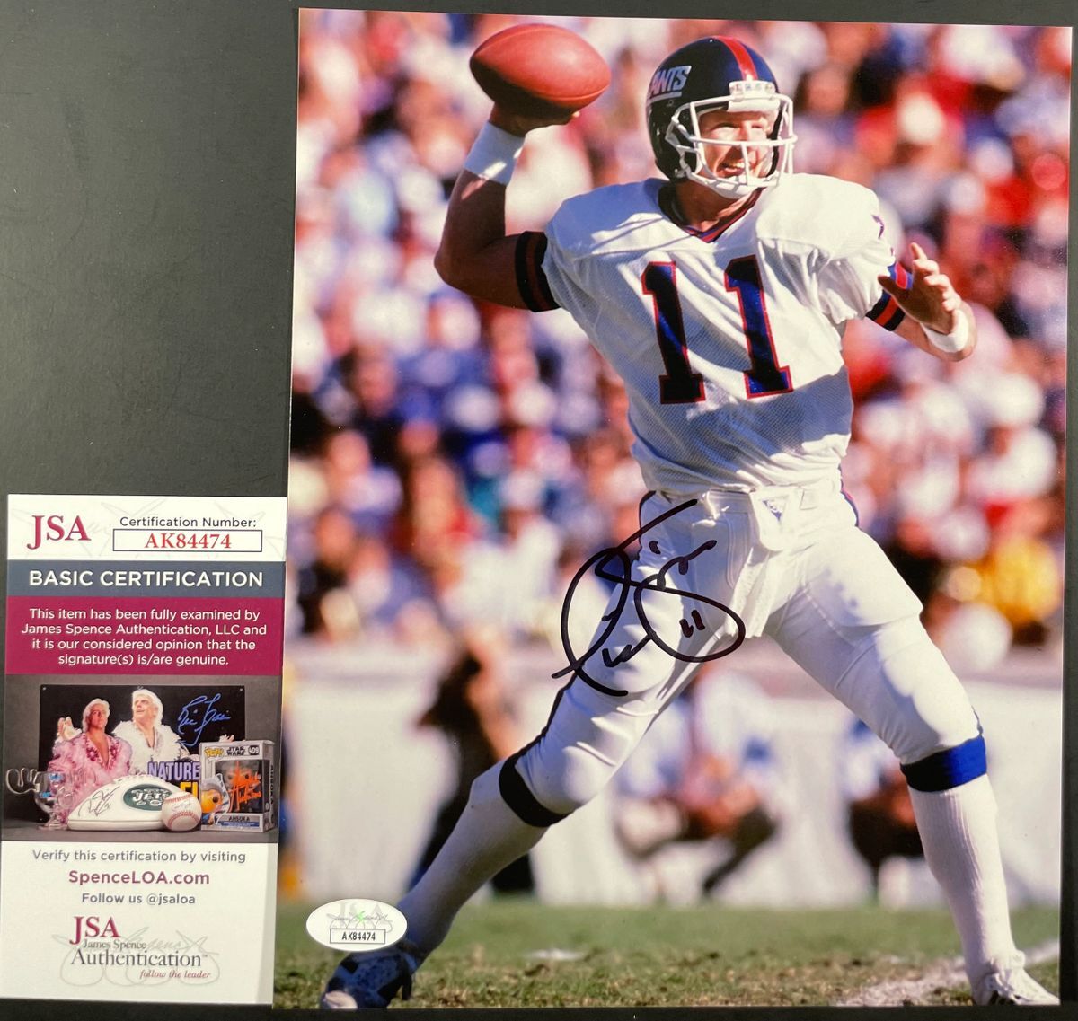 NFL Phil Simms New York Giants Super Bowl XXI MVP Signed 8x10 Photo H JSA COA