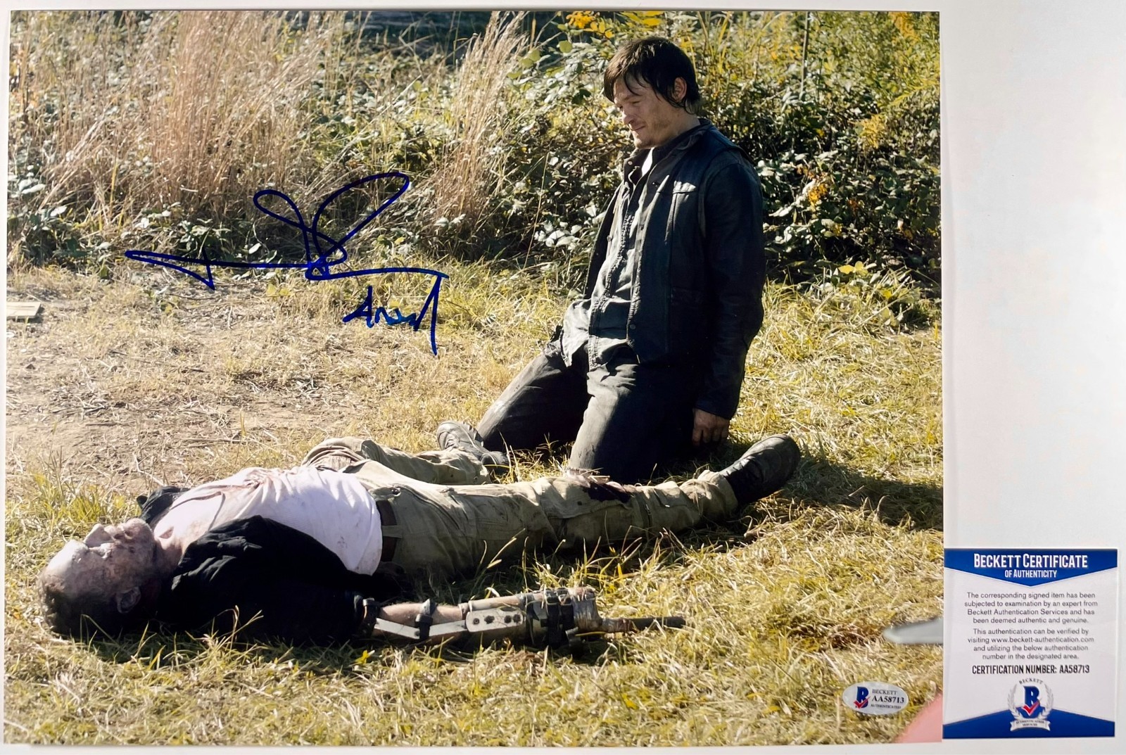 Norman Reedus Signed The Walking Dead Daryl Dixon 11x14 Photo Autograph BAS COA