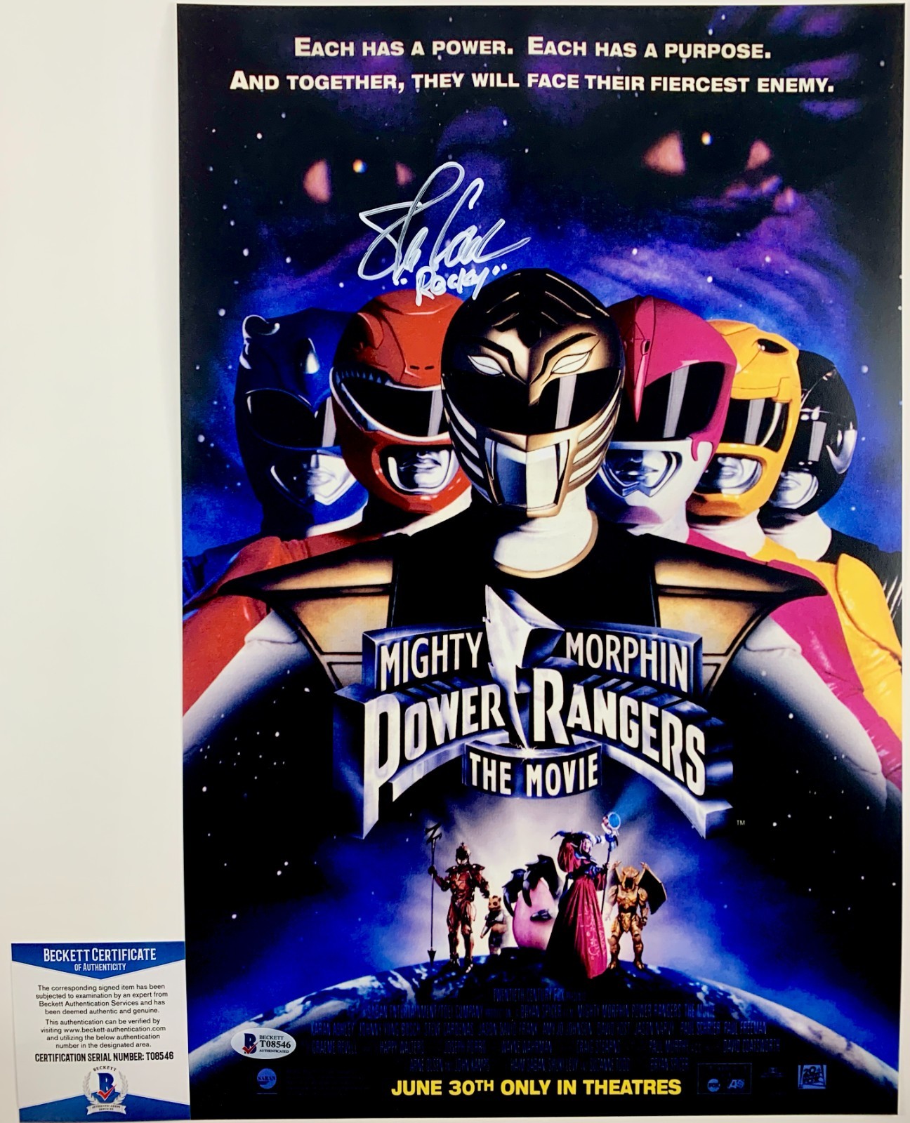 Steve Cardenas Signed Mighty Morphin Power Ranger 11x17 Movie Poster BAS COA