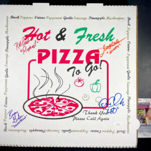 Teenage Mutant Ninja Turtles Cast Signed By 4 Pizza Box TMNT Autograph JSA COA