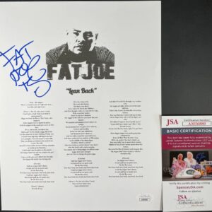 Terror Squad Fat Joe Signed "Lean Back" Lyric Sheet Autograph True Story JSA COA
