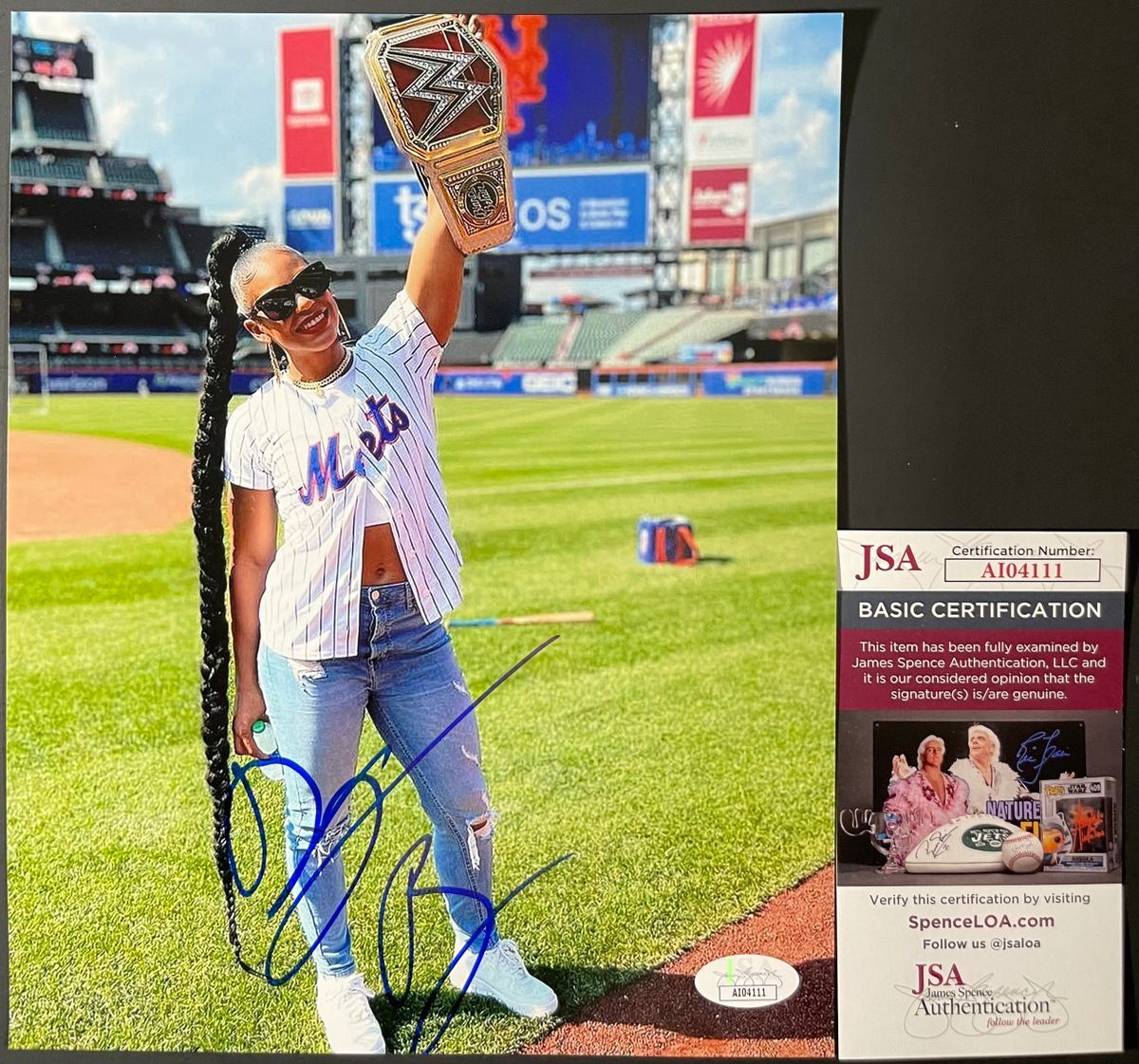 WWE NXT Bianca Belair Signed Championship Belt 8x10 Photo B Autograph JSA COA