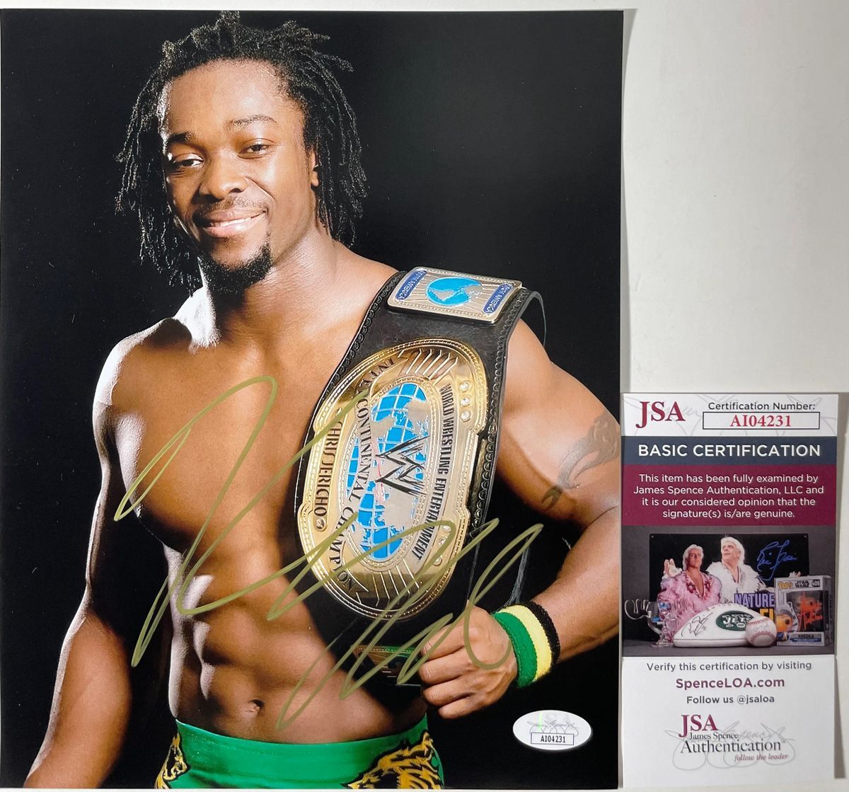 WWE NXT Kofi Kingston Signed Championship Belt 8x10 Photo H New Day JSA COA